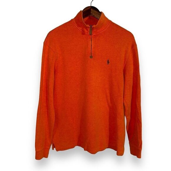 Orange Polo Ralph Lauren 1/4 Zip Sweater Size M - Picture 1 of 7